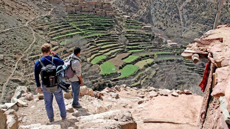 Atlas Mountains landscape and villages in Morocco