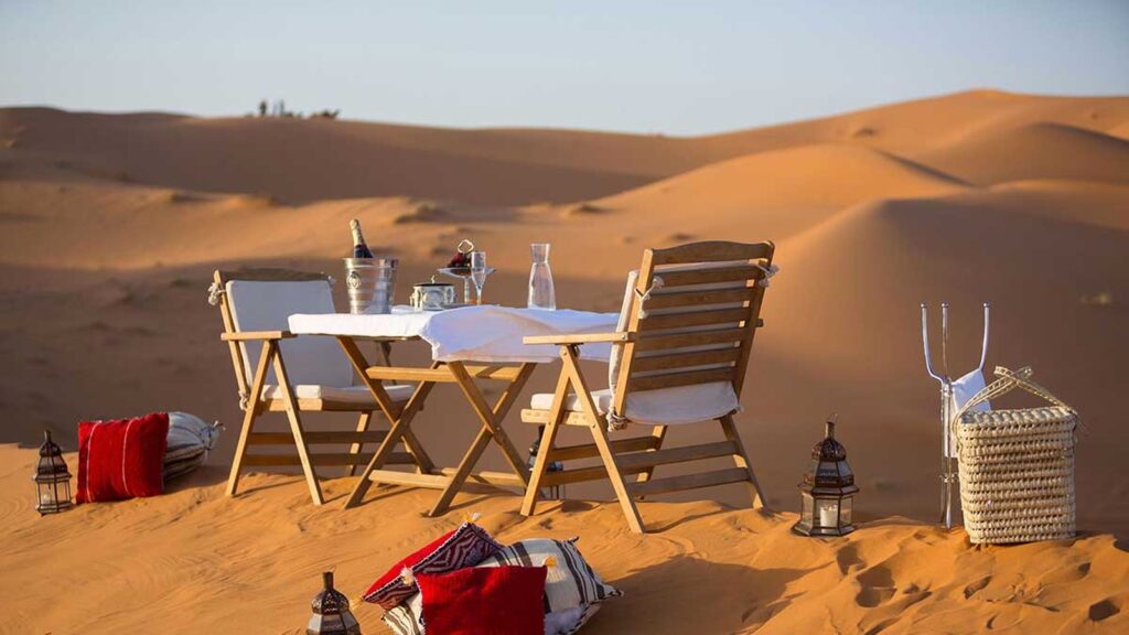 Sahara dunes and desert landscape in Morocco