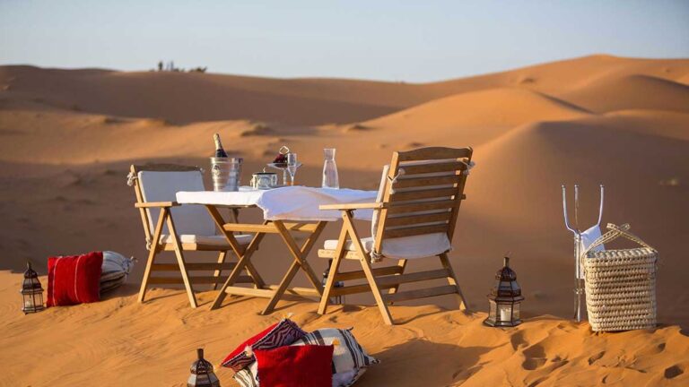 Sahara dunes and desert landscape in Morocco